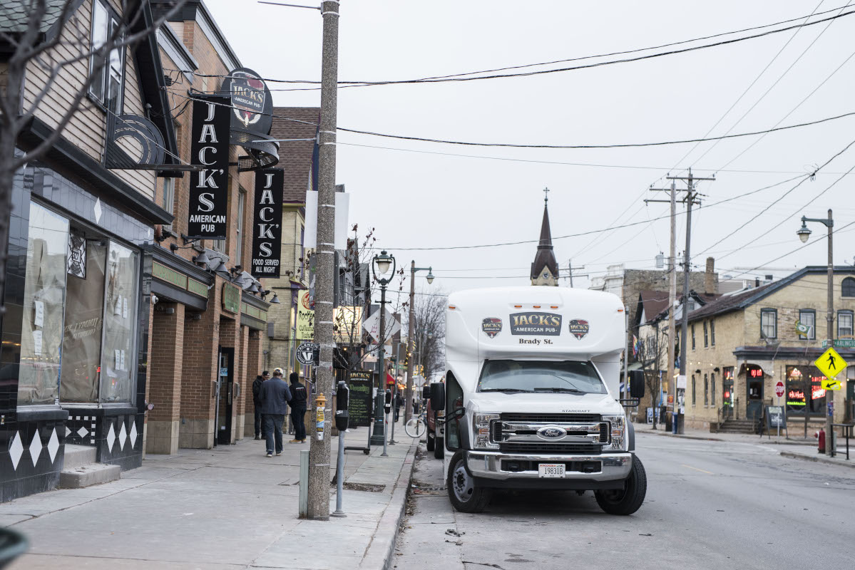 Jack's pub exterrior, shuttle transport